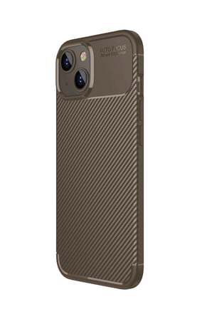 Iphone 15 Kılıf Auto Focus Karbon Kapak - Kahverengi