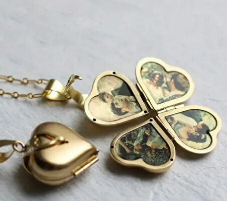  Antik 4 Katmanlı Kalpli Kolye