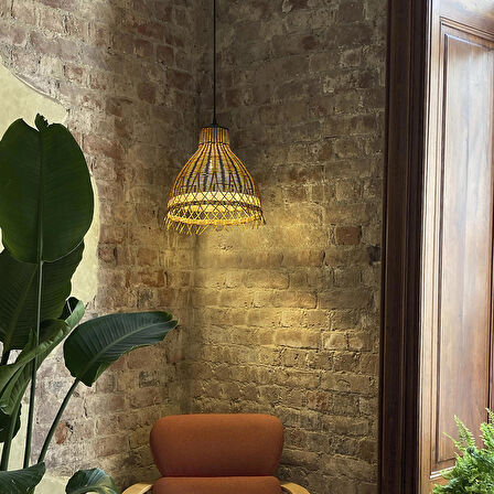 rattan bambu sarkıt avize: TULIP 33x40cm
