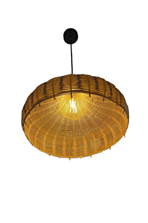 El Yapımı Doğal Rattan "Bird" Avize - Bohem & Modern Tasarım - 40x35cm