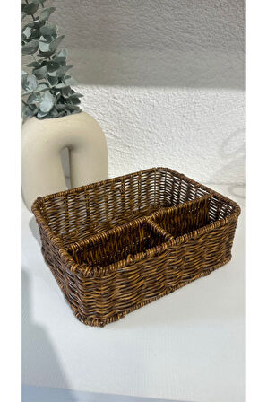Rattan Kahverengi Bölmeli Organizer Düzenleyici