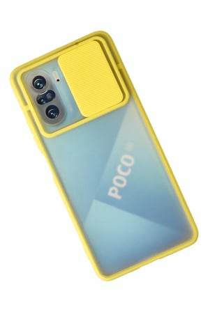 Poco F3 Kılıf Palm Buzlu Kamera Sürgülü Silikon - Sarı