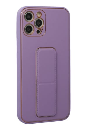 Iphone 12 Pro Kılıf Coco Deri Standlı Kapak - Lila