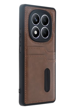 Redmi Note 14 Pro 4G Kılıf Sara Kartvizitli Deri Kılıf - Taba