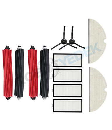 Roborock Q5 Pro, Q5 Pro Plus Uyumlu Yedek Fırça Hepa Filtre Mop Seti-10 Parça