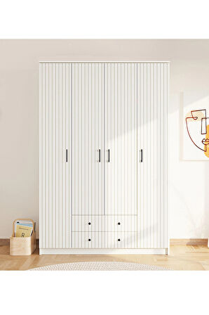 Rabi Mobilya İrem Country 4 Kapak 2 Çekmeceli Mega Gardırop