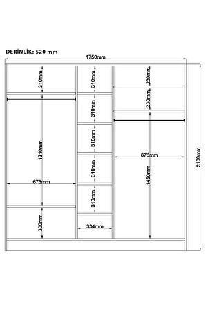 Rabi Mobilya İrem Country 5 Kapaklı Mega Gardırop