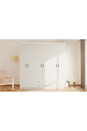 Rabi Mobilya İrem Country 6 Kapak 2 Çekmeceli Mega Gardırop