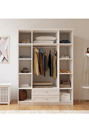 Rabi Mobilya Kardelen Country 4 Kapak 2 Çekmeceli Mega Gardırop 