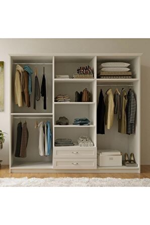 Rabi Mobilya Kardelen Country 6 Kapak 2 Çekmeceli Mega Gardırop 