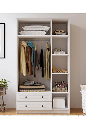 Rabi Mobilya İzel Country 3 Kapaklı 2 Çekmeceli Mega Gardırop 