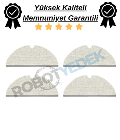 Roborock S6 MaxV Uyumlu  4 Adet Mop-Tam Yüzey Mikrofiber ve Kalın