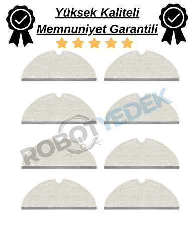 Roborock S6 MaxV Uyumlu  8 Adet Mop-Tam Yüzey Mikrofiber ve Kalın