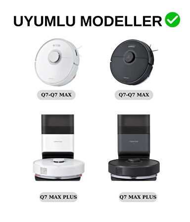 Roborock Q7 Max, Q7 Max Plus Beyaz Uyumlu Yedek Fırça Hepa Filtre Mop Seti-11 Parça