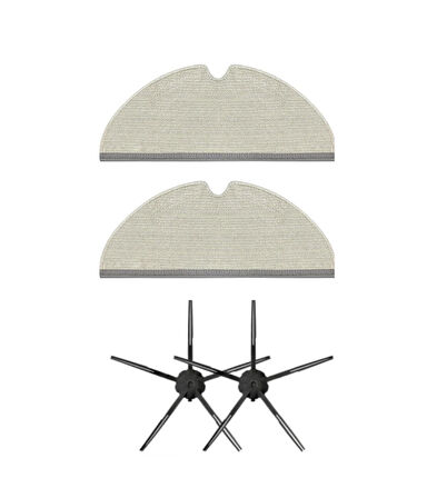 Roborock Q7 Max, Q7 Max Plus Uyumlu Siyah Yedek Mop ve Yan Fırça-4 Parça