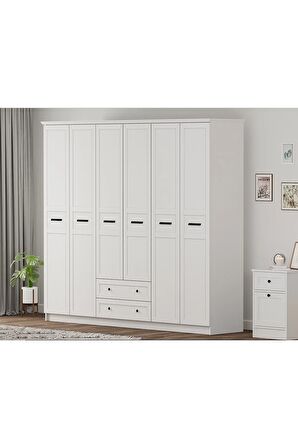 Rabi Mobilya Rumy-s1 Country 6 Kapak 2 Çekmeceli Mega Gardırop 