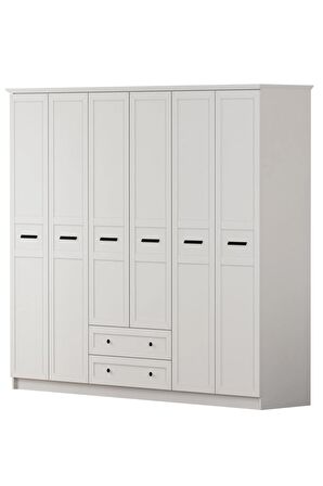 Rabi Mobilya Rumy-s1 Country 6 Kapak 2 Çekmeceli Mega Gardırop 