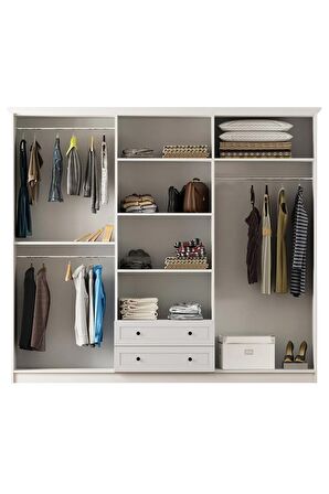 Rabi Mobilya Rumy-s1 Country 6 Kapak 2 Çekmeceli Mega Gardırop 