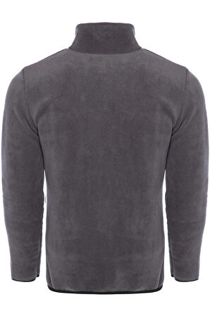 Unisex Antrasit Polar Standart Tam Fermuarlı 3 Cepli Polar Hırka