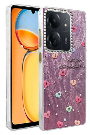 Xiaomi Redmi 13C Kılıf Parlak Desenli Taşlı Azn-Blade