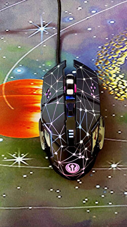 RGB Işıklı Yeni Model USB Kablolu Desenli Şık Tasarım Mouse Profesyonel Gamer Oyuncu Mouse 