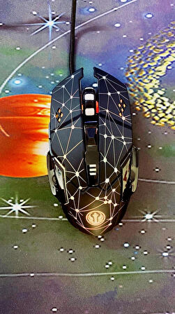 RGB Işıklı Yeni Model USB Kablolu Desenli Şık Tasarım Mouse Profesyonel Gamer Oyuncu Mouse 