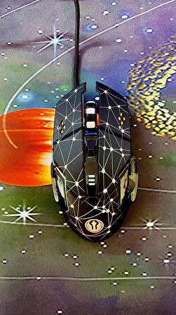 RGB Işıklı Yeni Model USB Kablolu Desenli Şık Tasarım Mouse Profesyonel Gamer Oyuncu Mouse 