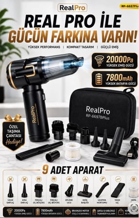 JUNGLEE 20.000PA Yeni Nesil Araç Içi Süpürge RP-6697B Plus Yeni Model Ekranlı Vakumlama ve Çekme