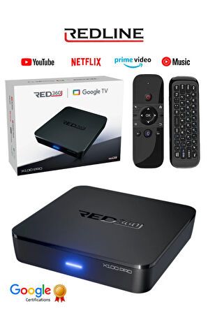 Redline RED360 X100 Pro Android Tv Box + M8 Air Mouse | 16GB Hafıza | Google Tv Destekli 4K Cihaz