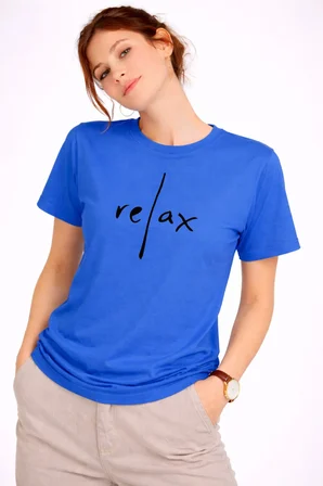 Kadın Tişört Basic Minimal Baskılı Relax Yazılı Günlük Rahat Pamuklu