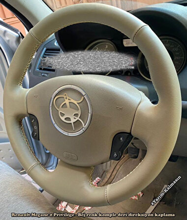 Renault Privilege Bej Araca Özel Direksiyon Kılıfı (Noktalı Mat)