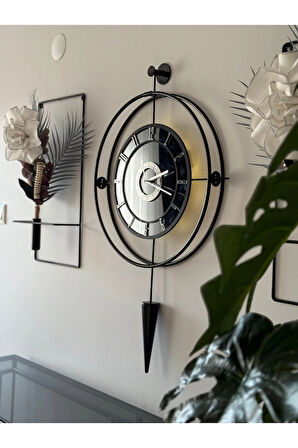 Lavinya Exclusive Time - Pilli Led- (50x85) - Modern Metal (mobilya) Duvar Saati