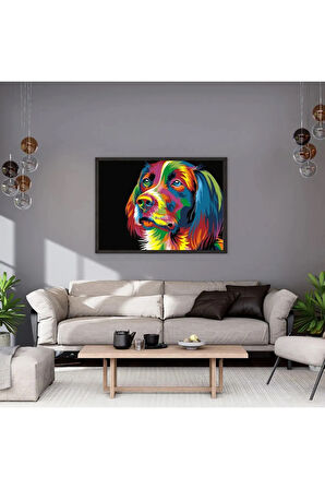 Renkli Köpek Sayılarla Boyama Seti, Hobi Seti, 40X50 Tablo, Fırça Boya Asma Aparatı Dahil, Doğa