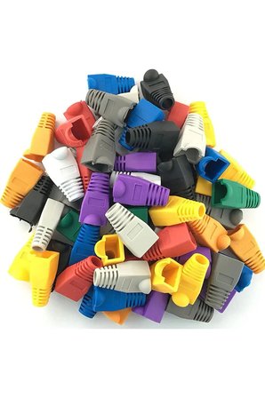 10 Adet RJ45 Cat5 Cat6 Ethernet Karışık Renk Dayanıklı Kablo Arkası Koruma Aparatı - İnternet Kablo Koruyucu Renkli Plastik Kılıf Boot Connector Konnektör Jak Muhafaza Başlık Seti