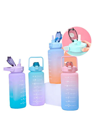 2 Litre Suluk Renkli Matara Pipetli Suluk Büyük Suluk