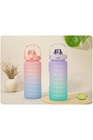 2 Litre Suluk Renkli Matara Pipetli Suluk Büyük Suluk