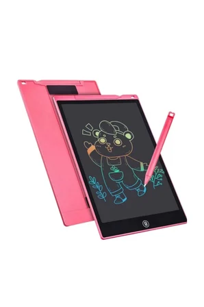 12 Inc Renkli Lcd Grafik Dijital Kalemli Çizim Tableti Yazı Tahta Not Yazma Eğitim Tableti Pembe