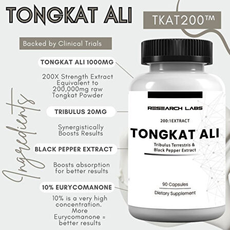 Research Labs Longjack Tongkat Ali + Tribulus 1000 Mg Extract 90 Capsules