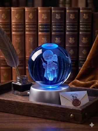 3D Lazer İşlemeli Harry Potter  Kristal Küre Lamba - Hologram , Hediyelik
