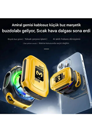 Memo CX12 Manyetik Rgb Oyun Soğutucu, Pubg Için Powerbankli Kablosuz Radyatör Fan