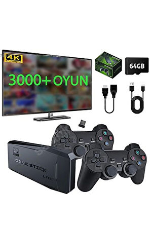 Premium Oyun Konsolu 2.4g Kablosuz Çift Kol Nostaljik Oyunlar 4k Game Stick HD