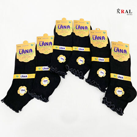 Kadın Bambu Çorap (6 ÇİFT) Fırfırlı Patik Kadın Çorap