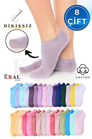 Kadın - Erkek 8 Çift Cotton Dikişsiz Soft Görünmez Penye Patik Bilek Çorap