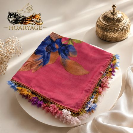 El Emeği İ̇Ğne Oyası Yazma , Fular ,Yemeni, Mevlit Örtüsü , Baş Örtüsü 4 Kenarı Oyalı  Pamuk 100*100Cm
