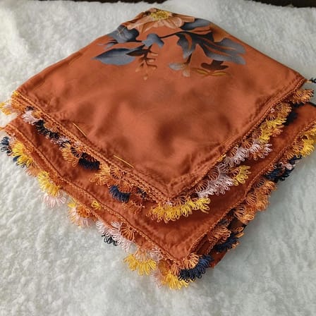 El Emeği İ̇Ğne Oyası Yazma , Fular ,Yemeni, Mevlit Örtüsü , Baş Örtüsü 4 Kenarı Oyalı  Pamuk 100*100Cm