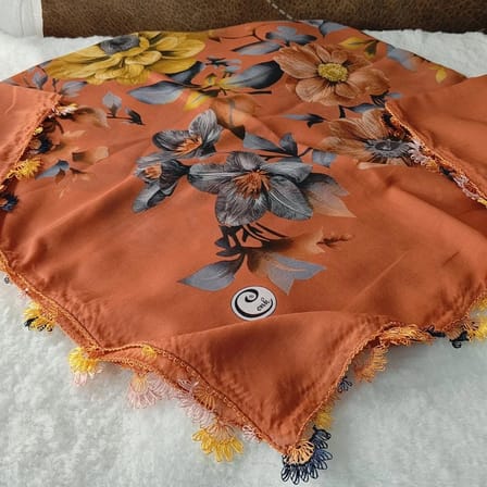 El Emeği İ̇Ğne Oyası Yazma , Fular ,Yemeni, Mevlit Örtüsü , Baş Örtüsü 4 Kenarı Oyalı  Pamuk 100*100Cm