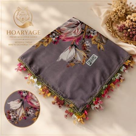 El Emeği İ̇Ğne Oyası Yazma , Fular ,Yemeni, Mevlit Örtüsü , Baş Örtüsü 4 Kenarı Oyalı  Pamuk 100*100Cm