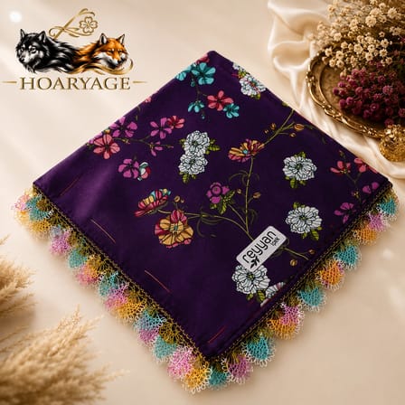 El Emeği İ̇Ğne Oyası Yazma , Fular ,Yemeni, Mevlit Örtüsü , Baş Örtüsü 4 Kenarı Oyalı  Pamuk 100*100Cm