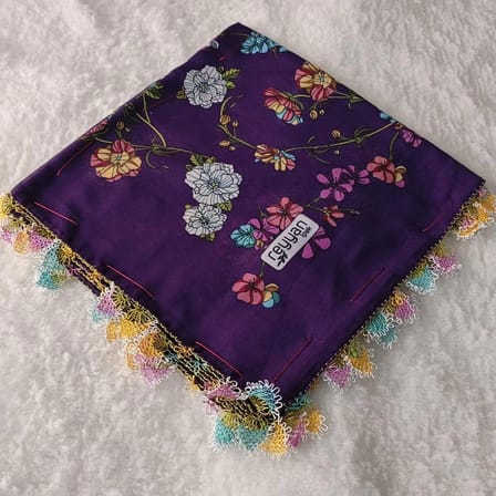 El Emeği İ̇Ğne Oyası Yazma , Fular ,Yemeni, Mevlit Örtüsü , Baş Örtüsü 4 Kenarı Oyalı  Pamuk 100*100Cm