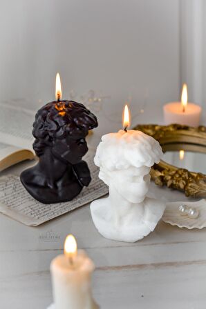 Özel Yapım Tasarım Maskeli Büyük Boy David Büst Soya Wax Mum